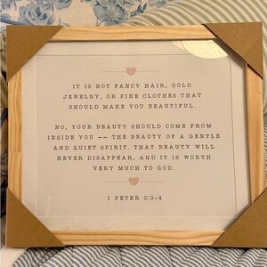 Bible Verse Framed Wall Art - Natural Wood